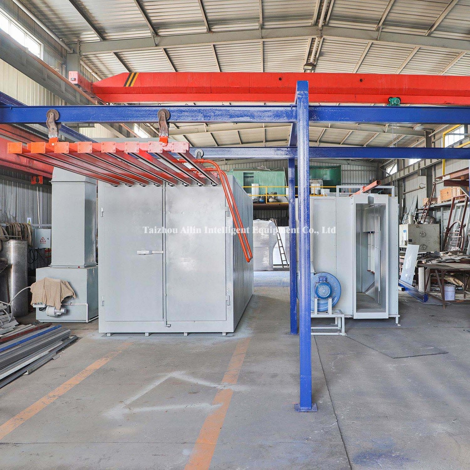 Ailin High Efficiency Compact Manual Powder Coating Line With Overhead Conveyor For Metal Surface Treatment