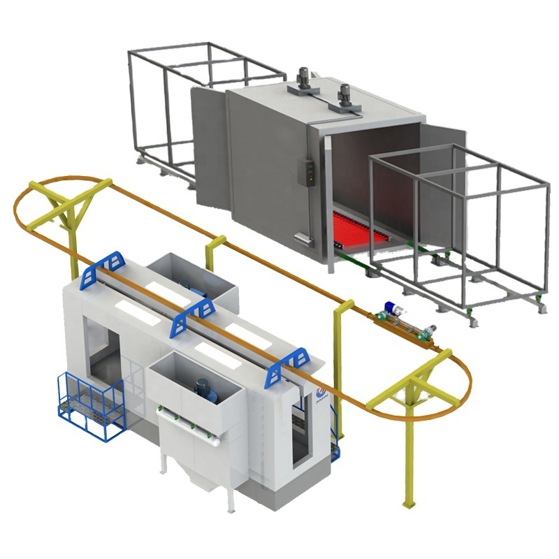 Ailin Automatic Spray Tunnel Pretreatment Powder Coating Line With Electrostatic Powder Coating Machine+ Booth + Oven