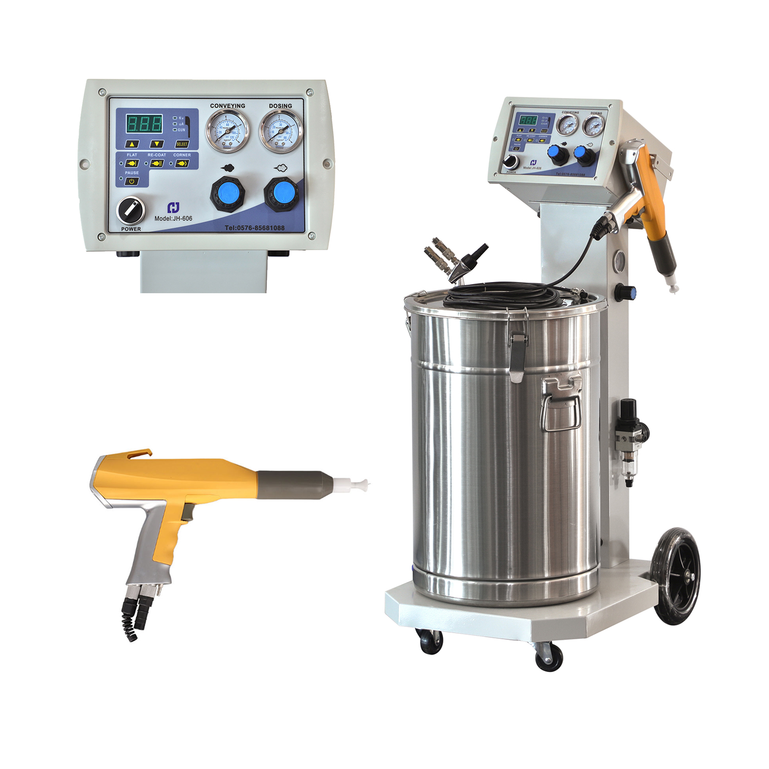 AILIN AL-606 Digital Electrostatic Powder Coating Machine With Manual Spray Gun For Sale