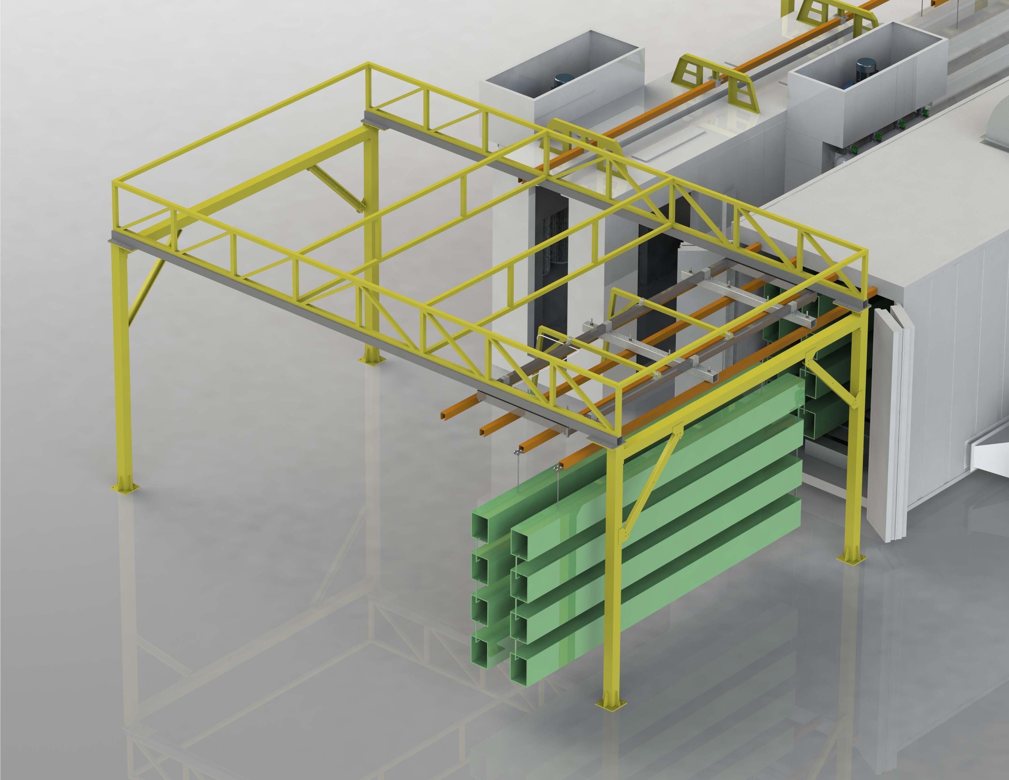 Ailin High Efficiency Compact Manual Powder Coating Line With Overhead Conveyor For Metal Surface Treatment