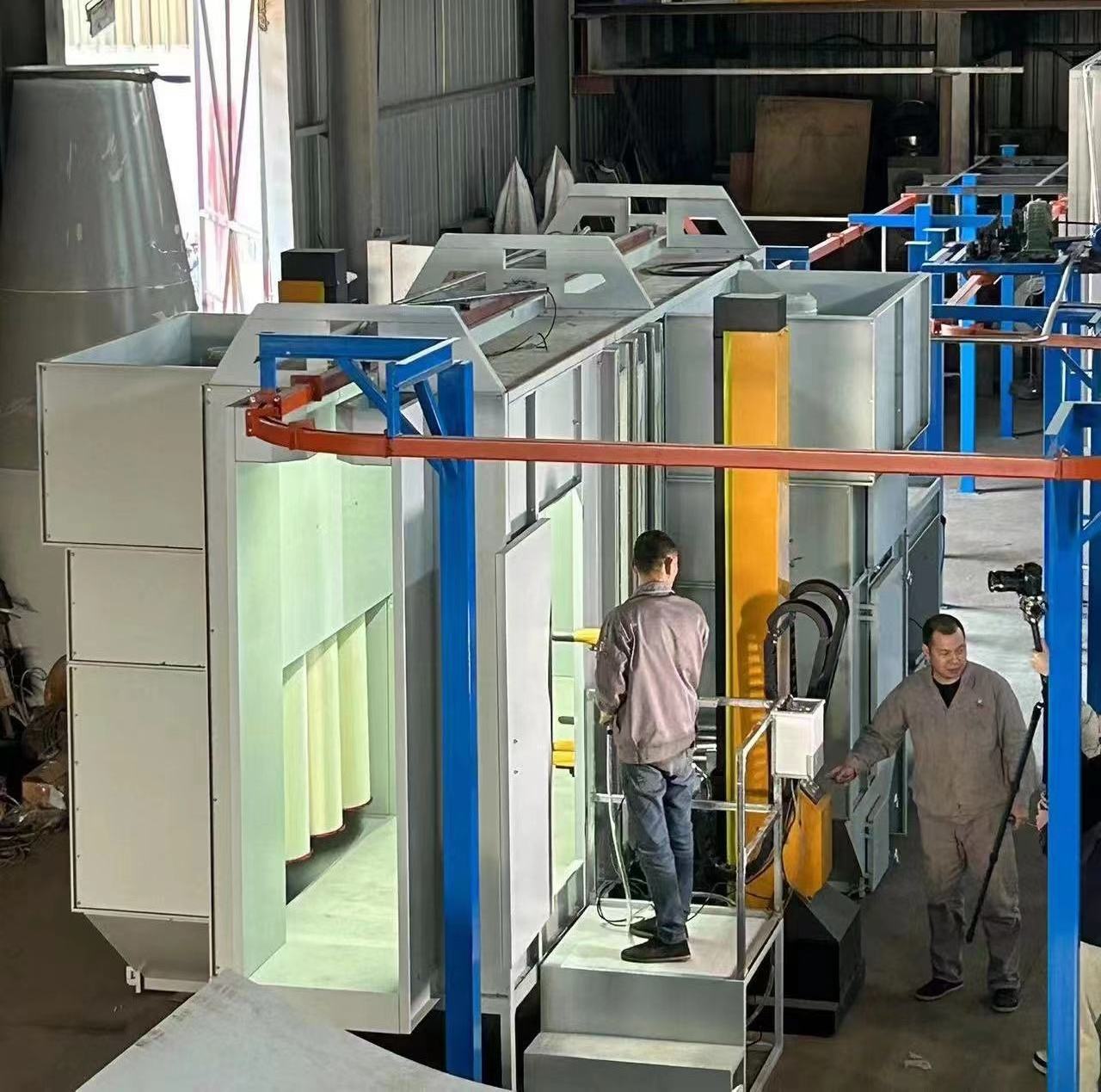 Ailin Automatic Spray Tunnel Pretreatment Powder Coating Line With Electrostatic Powder Coating Machine+ Booth + Oven