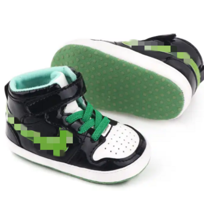 Infant Toddler Green PU Leather Soft High-Top Sneaker Basketball Shoe baby casual shoes baby boy shoes