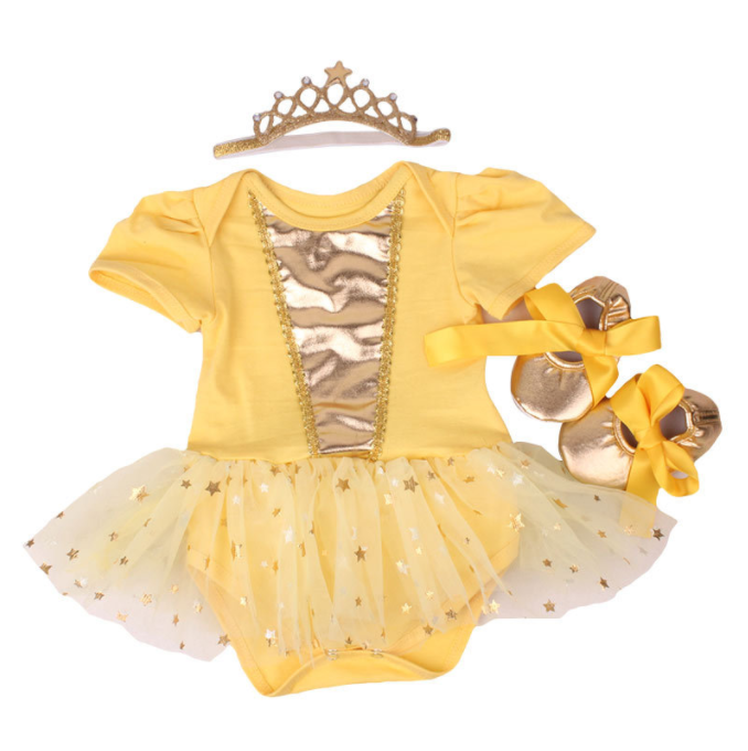 Ins Hot Selling Baby Girls' Rompers Short-sleeved With tutu Skirt and Headband Birthday Festive Baby Rompers