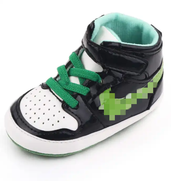 Infant Toddler Green PU Leather Soft High-Top Sneaker Basketball Shoe baby casual shoes baby boy shoes