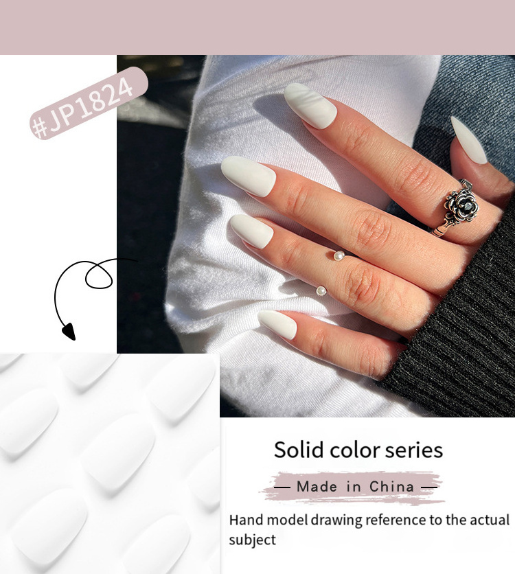 Full Cover Press On Pure Matte Pointed Nail Tips Acrylic Natural Wholesale Different Types Of Nail Tips