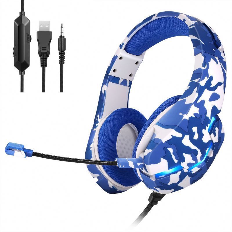 Fashion Camouflage Audio Video Synchronization Low Latency 3D Sound Gaming Headphone With Noise Cancelling Flexible Microphone