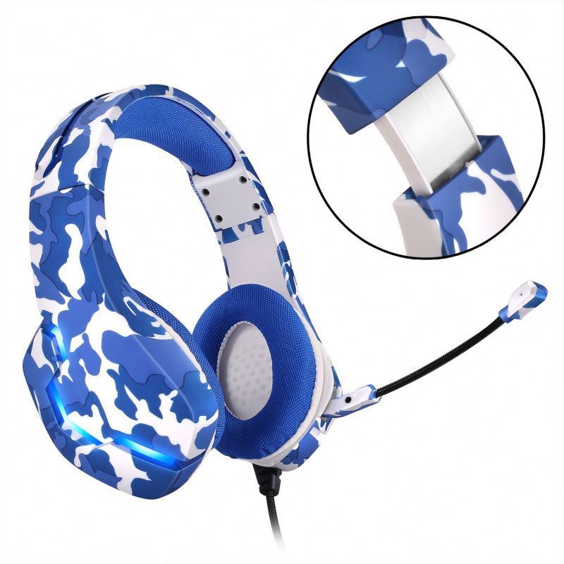 Fashion Camouflage Audio Video Synchronization Low Latency 3D Sound Gaming Headphone With Noise Cancelling Flexible Microphone