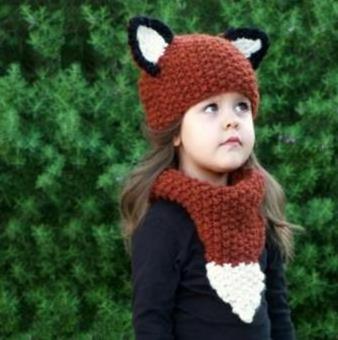 Winter Animals Caps Kids Boys Girls Fox Woolen Hand-knit Hat Children Ear Flap Ski Sherpa Cap Baby Hat