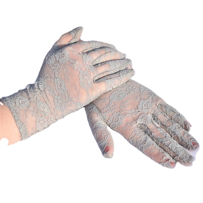 Transparent Lace Gloves Lady Party Sexy Short Lace Women Wrist Length Floral bridal Gloves for Wedding