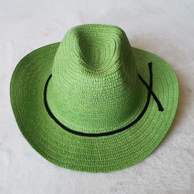 Customized Green straw hats summer Top Sun Hats  Elegant Wide Large Brim Beach mexico hat cowboy caps  made in mexico wholesale