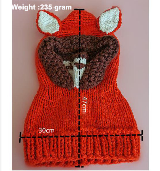 Winter Animals Caps Kids Boys Girls Fox Woolen Hand-knit Hat Children Ear Flap Ski Sherpa Cap Baby Hat