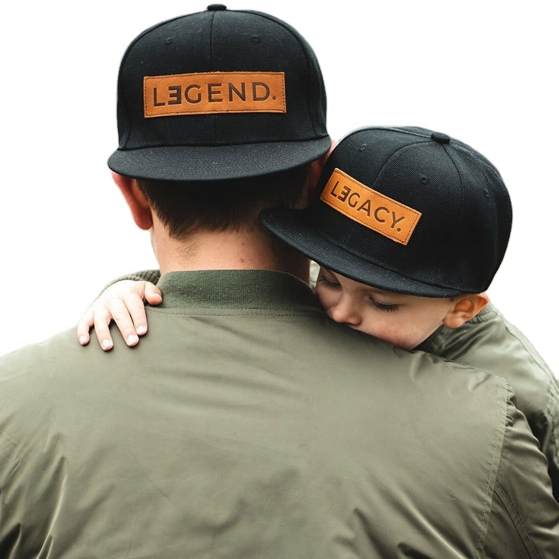 2023 Customized Legend and Legacy Genuine Leather Patch Hats Black Matching Father and Son hat with leather patch