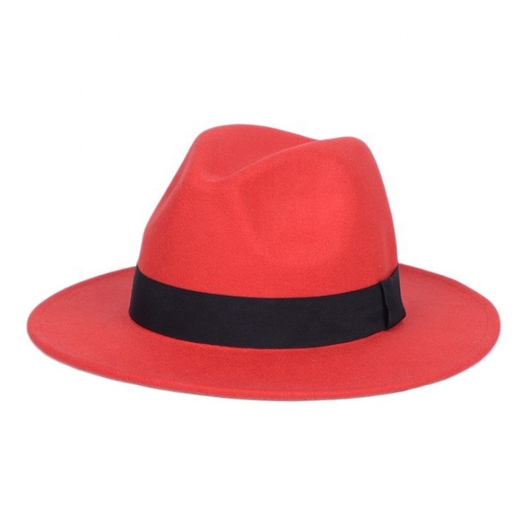 2023 High Quality Man Wide Brim Panama Style Jazz Hat Wool Felt Fedora Hats for Women Unisex