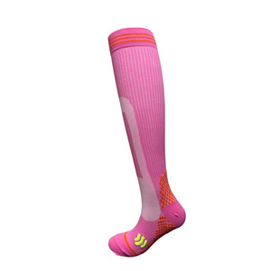 Man woman custom knee high embroidered padded football scrunch socks OEM custom grip socks pink football socks