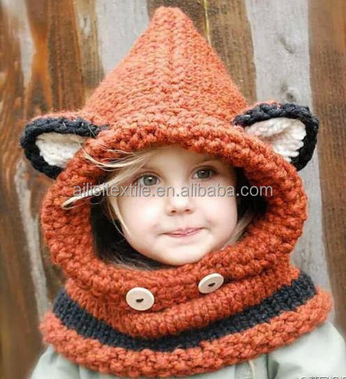 Winter Animals Caps Kids Boys Girls Fox Woolen Hand-knit Hat Children Ear Flap Ski Sherpa Cap Baby Hat