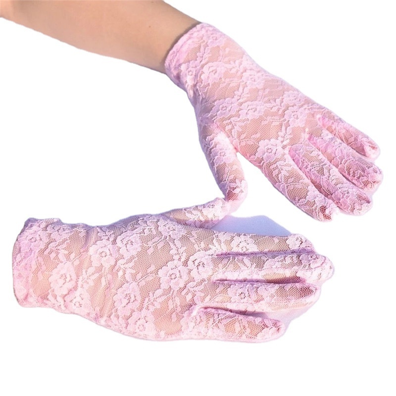 Transparent Lace Gloves Lady Party Sexy Short Lace Women Wrist Length Floral bridal Gloves for Wedding