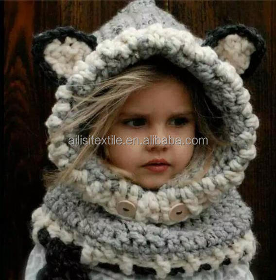 Winter Animals Caps Kids Boys Girls Fox Woolen Hand-knit Hat Children Ear Flap Ski Sherpa Cap Baby Hat