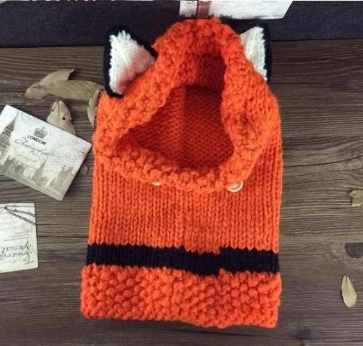 Winter Animals Caps Kids Boys Girls Fox Woolen Hand-knit Hat Children Ear Flap Ski Sherpa Cap Baby Hat