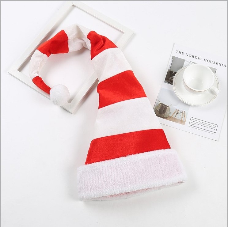 2023 Best Selling Long Striped Felt Plush Elf Hat Striped Bell Holiday Theme Hat Santa Claus Gifts  Hats