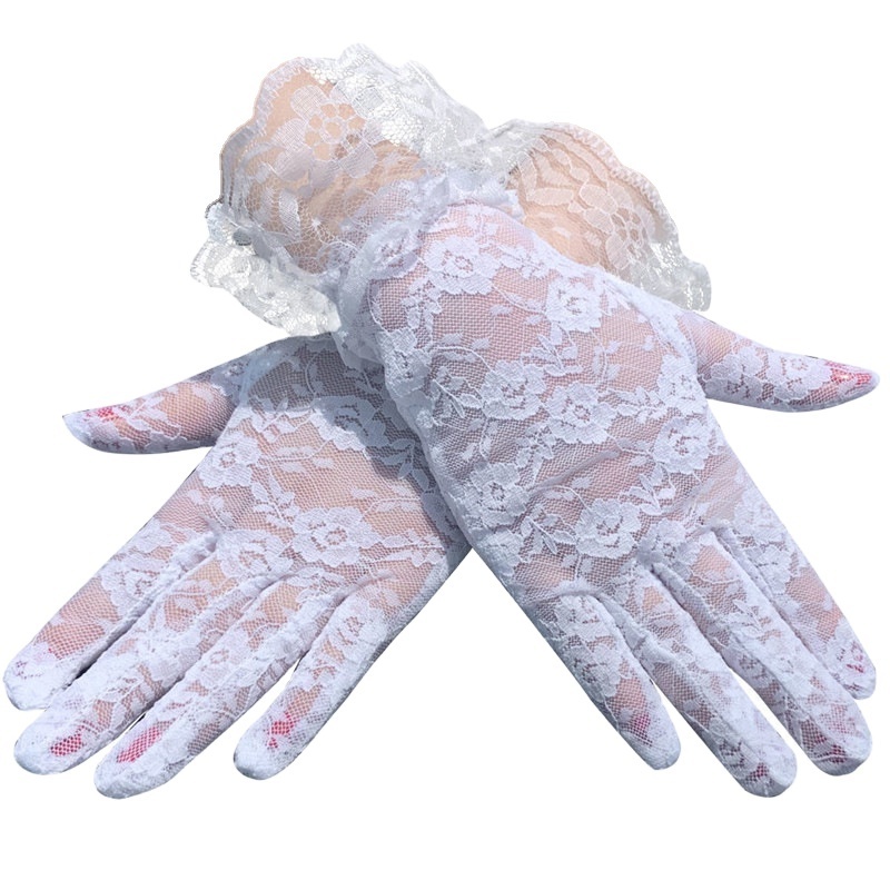 Transparent Lace Gloves Lady Party Sexy Short Lace Women Wrist Length Floral bridal Gloves for Wedding