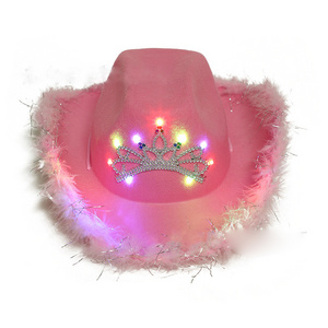 Pink Cowboy Hat Caps Western light up cowboy hat LED  Wedding Party Stage Performance Fedora led cowboy hat