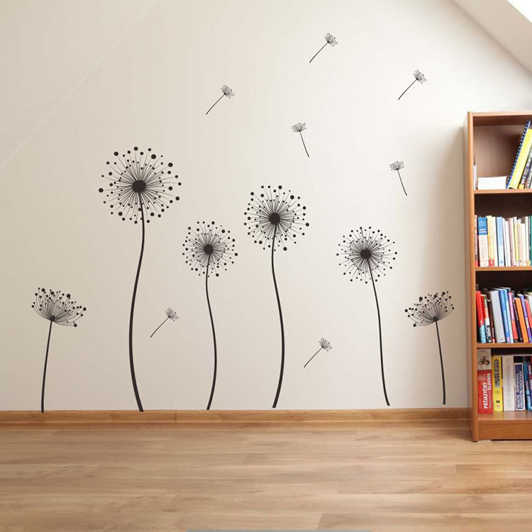 Living room TV background wall stickers,bedroom decorative vinyl wall stickers,wall decals stickers dandelions wall stickers