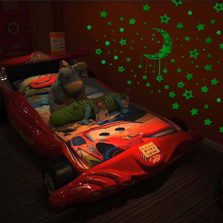 High Quality Kids Bedroom Beautiful Fluorescent 3D Glow In The Dark Moon Stars Wall Stickers