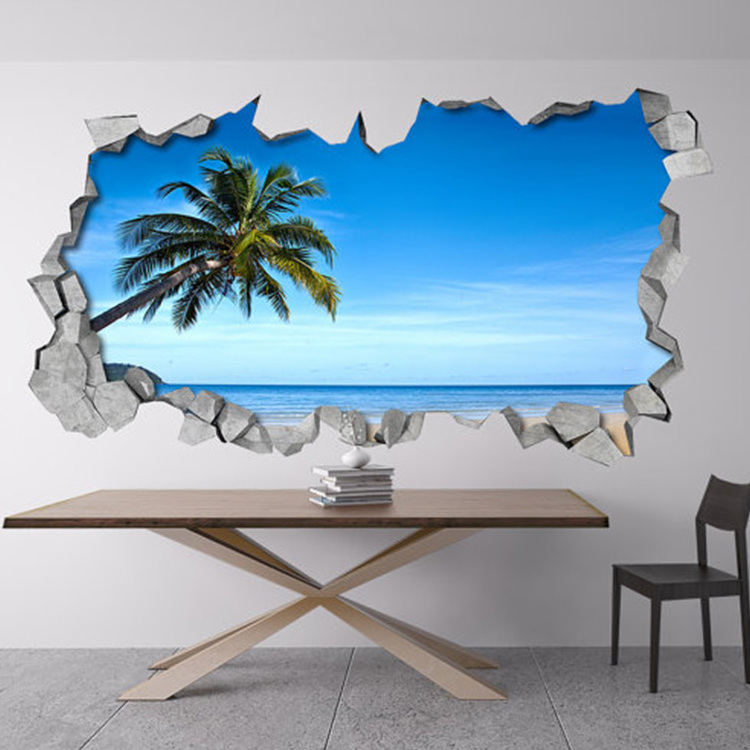 Girls Room 3D Blue Sea Pvc Wall Stickers