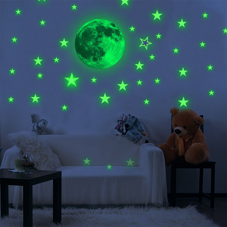 Non-toxic halloween eco friendly removable custom glow in the dark wall stickers stars