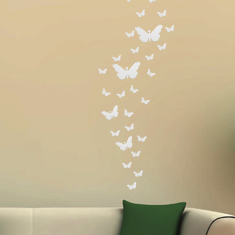 BSCI Bedroom Wall Decorative Butterfly Shapes 3D Acrylic Mirror Wall Stickers