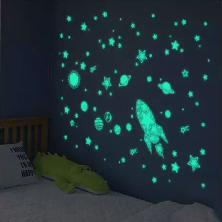 Non-toxic halloween eco friendly removable custom glow in the dark wall stickers stars