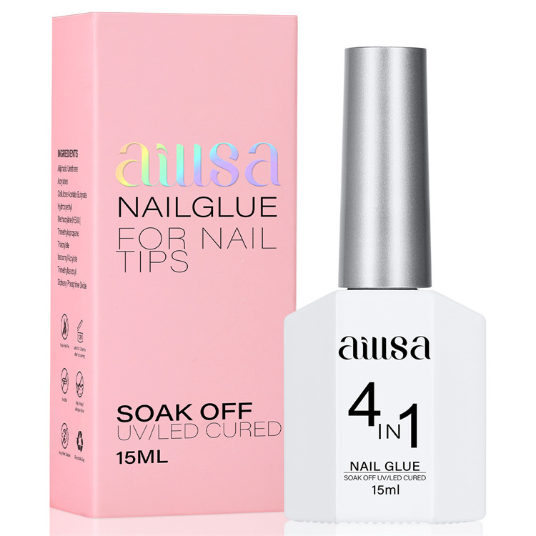 Aillsa OEM 15ML High Capacity eco-friendly 15ml soak off  UV/LED cured nail glue for acrylic nails nail polish glue