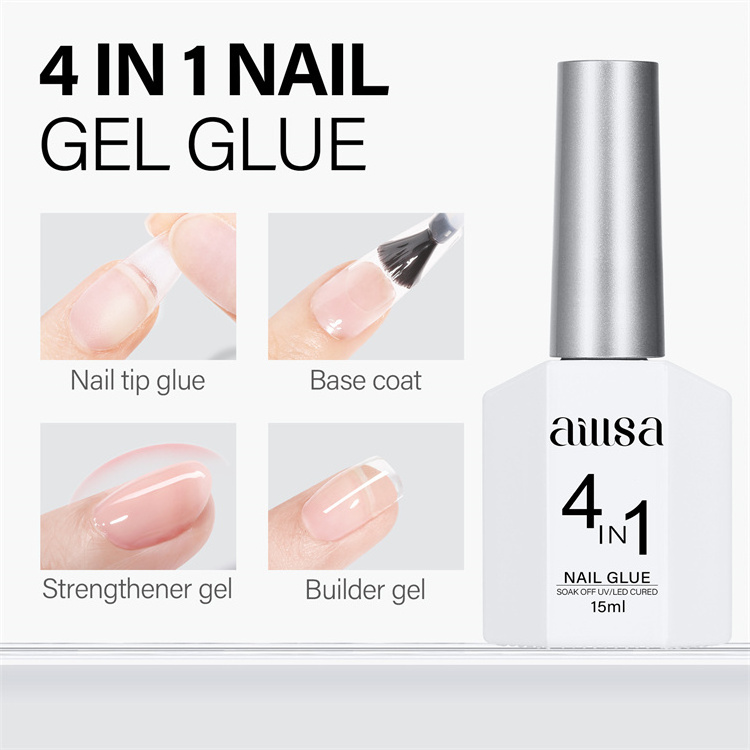 Aillsa 15ml x2 Nail Glue Wholesale Brush on Nail Glue for Nail Tips Professional Fast Drying Bond Glue