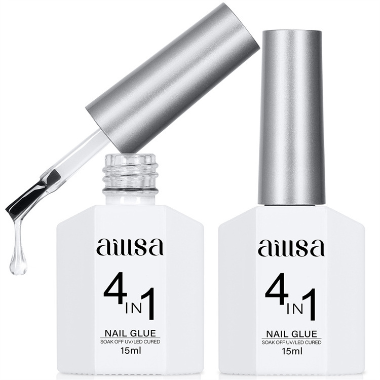 Aillsa 15ml x2 Nail Glue Wholesale Brush on Nail Glue for Nail Tips Professional Fast Drying Bond Glue