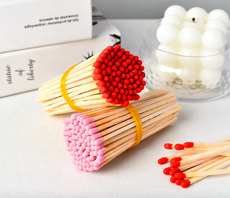 Colored matches Safety Match sticks Factory Wholesale Custom Matches 65 75 95 200mm long red pink black white tip Matchsticks