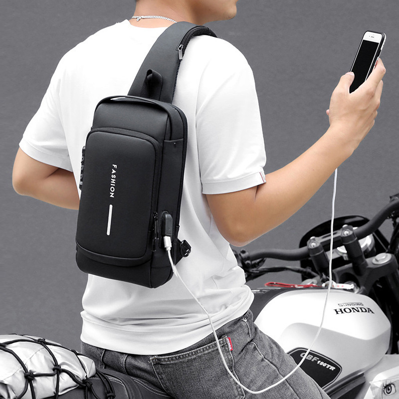 Waterproof Anti Theft Password Lock Chest Bag Usb Cross body Bag Sac Pour Homme Men Crossbody Sling Bags