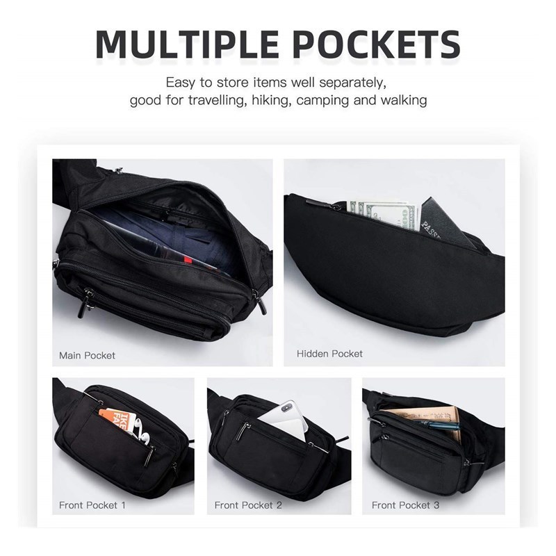 Custom outdoor travel running belts adjustable strap fanny waist pack hip bum bag for men women