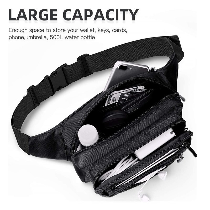 Custom outdoor travel running belts adjustable strap fanny waist pack hip bum bag for men women