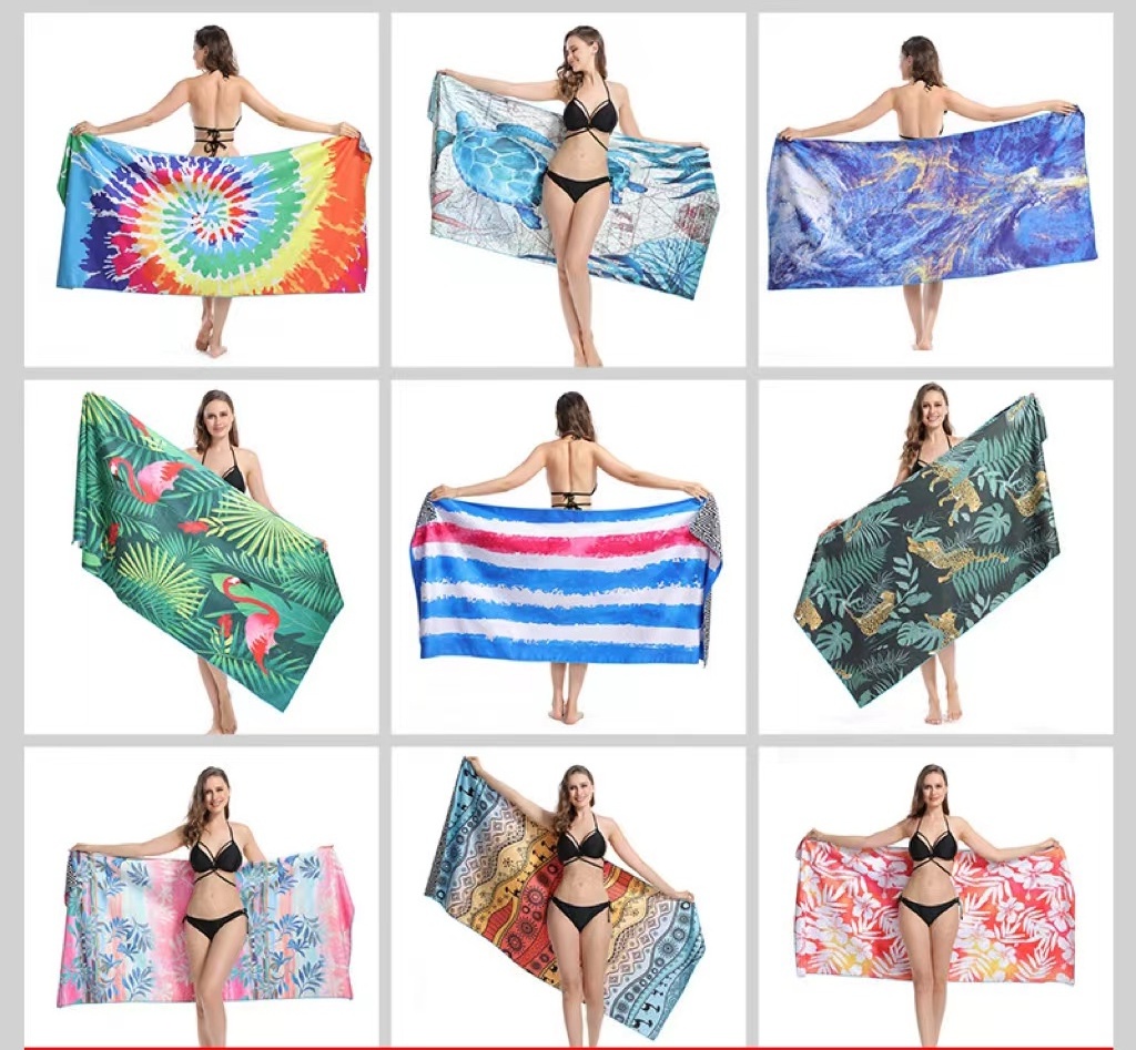 Best Selling Summer Quick Dry Custom Sublimation Printed Suede Microfiber Recycled Plastic Sand Free Beach Towel