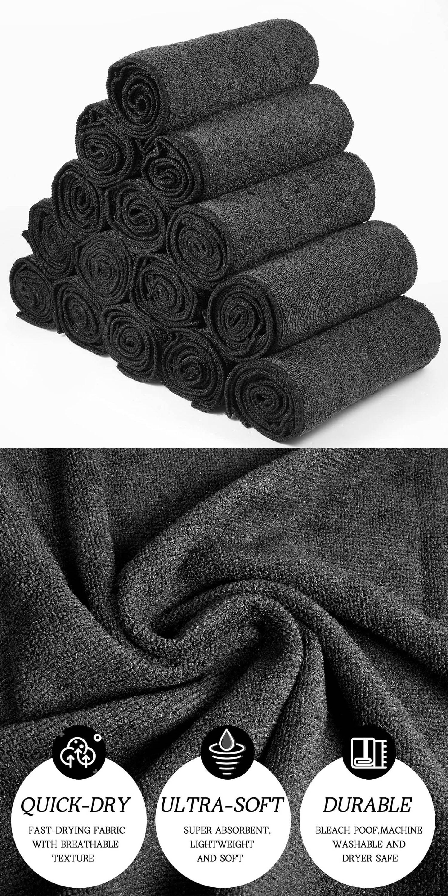 Wholesale black hair salon towels super Soft and absorbent microfiber beauty salon towel hair spa hand towels with logo custom