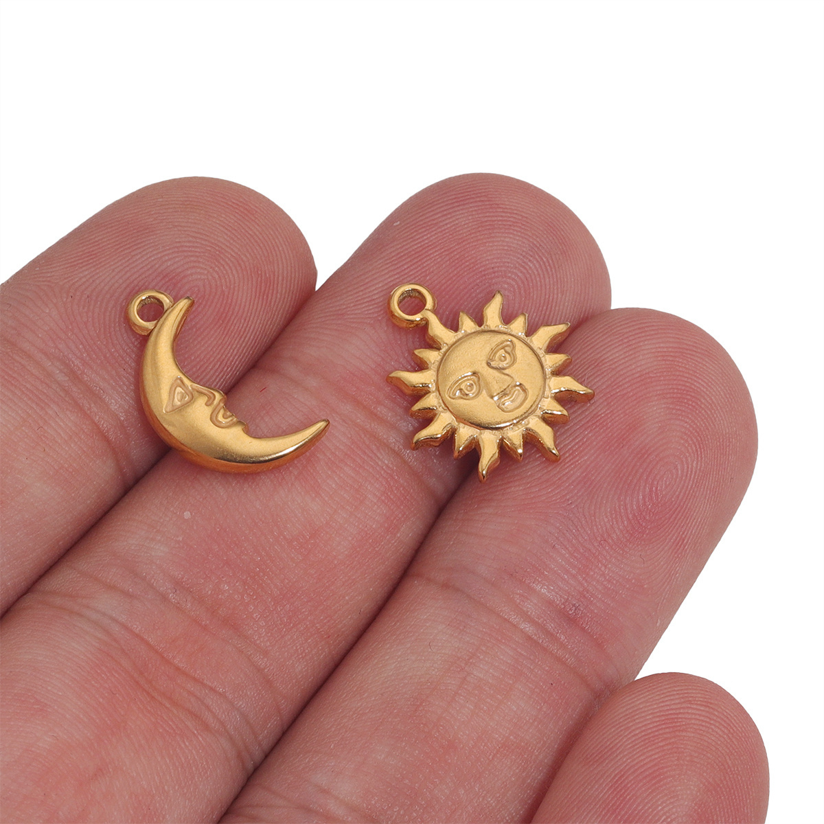 10pcs Stainless Steel Moon Smile Face Sun Charms Fashion DIY Stainless Steel Necklace Bracelet Jewelry Crafts Making Supplies