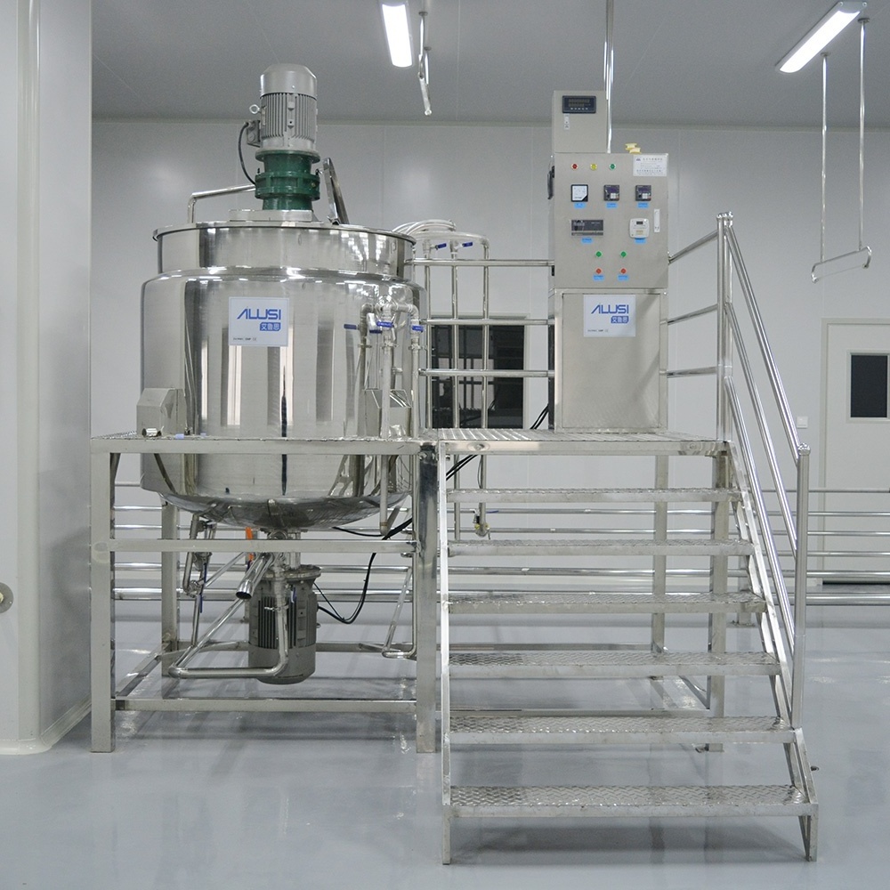 AILUSI 2000L Cream Vacuum Emulsifying Mixer With Homogenizer pump and rotary lobe pump processing machine homogenizers