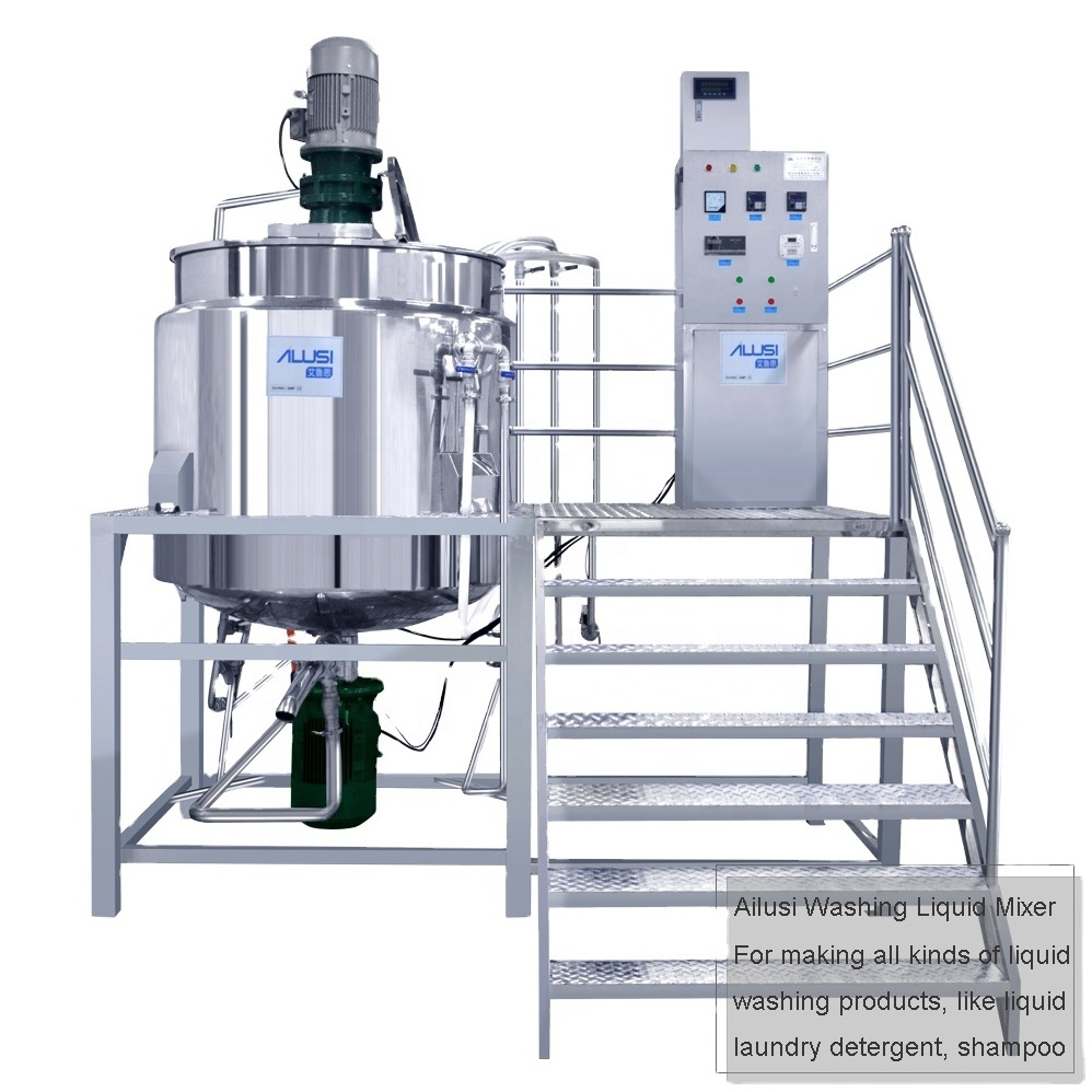 AILUSI 2000L Cream Vacuum Emulsifying Mixer With Homogenizer pump and rotary lobe pump processing machine homogenizers