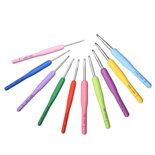 New 2.0mm-6.5mm 10pcs/Set Crochet Hooks Knitting Needles Multi-color Smooth Plastic Grip Handle With Case crochet hook case