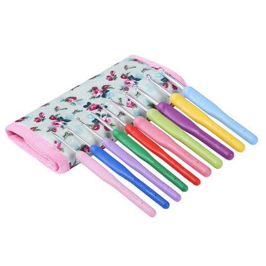 New 2.0mm-6.5mm 10pcs/Set Crochet Hooks Knitting Needles Multi-color Smooth Plastic Grip Handle With Case crochet hook case