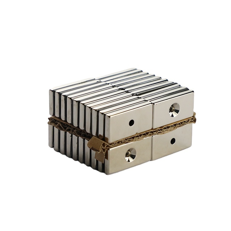 Strong Rectangular Pot Magnets with Counter Bore Countersunk Hole Magnets With Mounting Screws