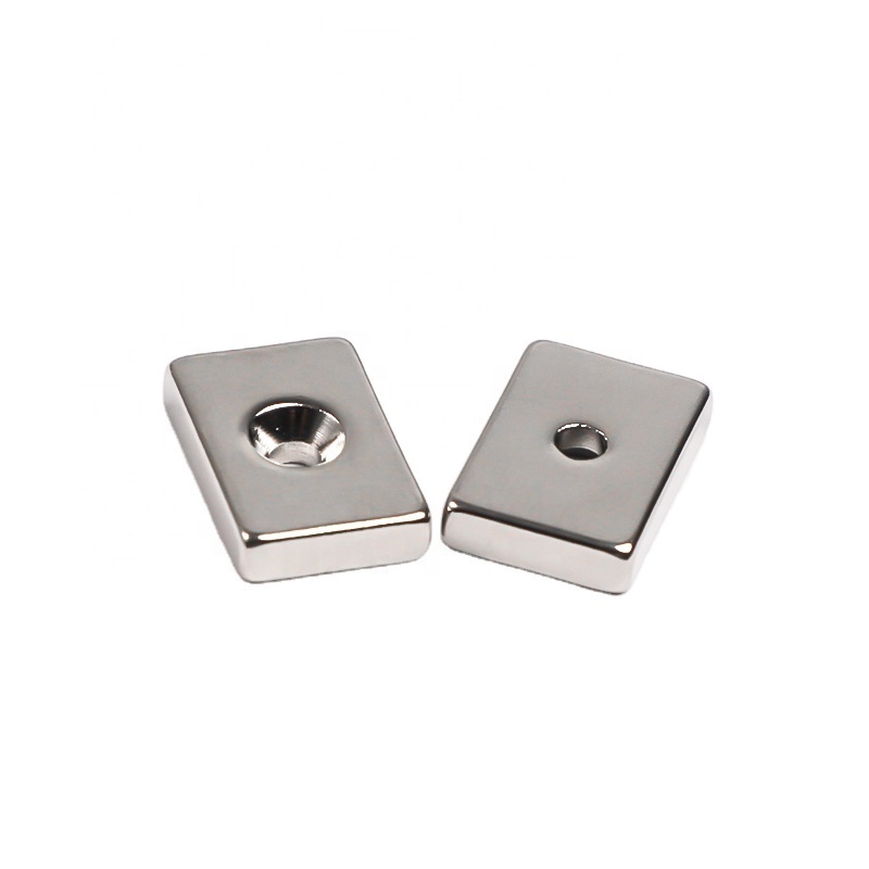 Strong Rectangular Pot Magnets with Counter Bore Countersunk Hole Magnets With Mounting Screws