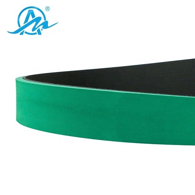 AIMAI supplier green rubber coated pu flat timing belt/ sponge belt