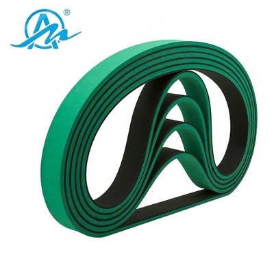 AIMAI supplier green rubber coated pu flat timing belt/ sponge belt