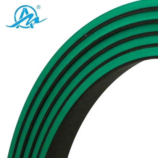 AIMAI supplier green rubber coated pu flat timing belt/ sponge belt